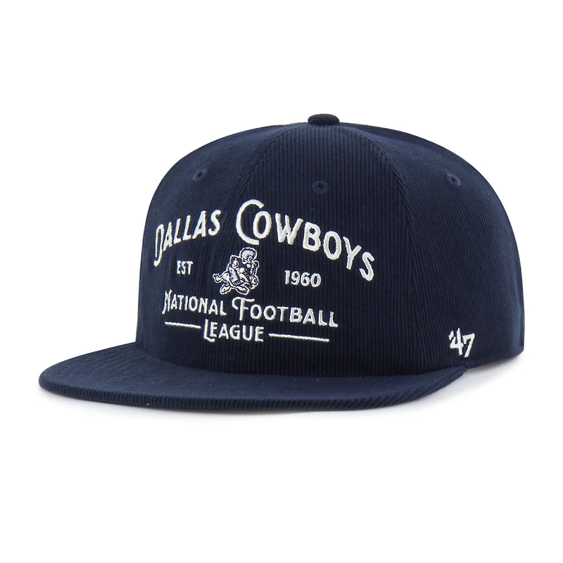 Casquette ajustable Whitlock Captain en velours côtelé bleu marine 1947 des Cowboys de Dallas pour homme