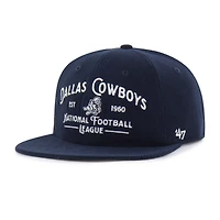 Casquette ajustable Whitlock Captain en velours côtelé bleu marine 1947 des Cowboys de Dallas pour homme