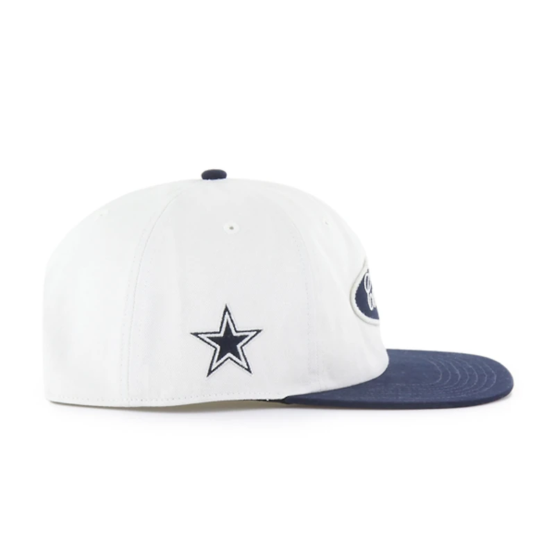 Men's '47 White/Navy Dallas Cowboys Foundational Captain Snapback Hat