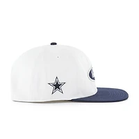 Men's '47 White/Navy Dallas Cowboys Foundational Captain Snapback Hat