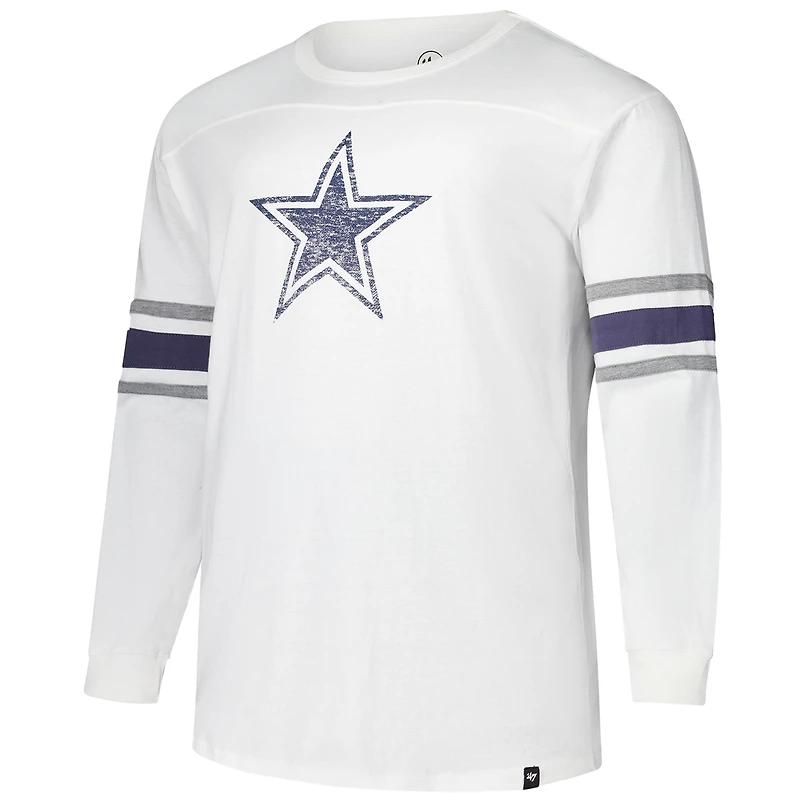 Men's '47 White Dallas Cowboys Big & Tall Premier Brex Long Sleeve T-Shirt