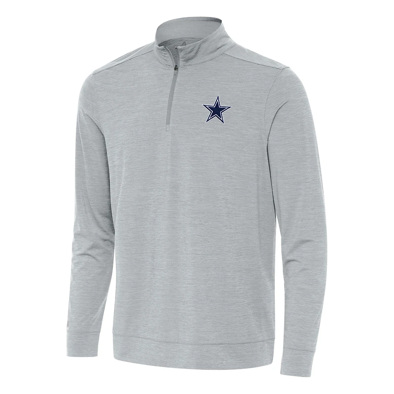 Men's Antigua Heather Gray Dallas Cowboys Bright Quarter-Zip Top
