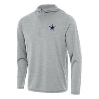 Men's Antigua Heather Gray Dallas Cowboys  Tidy Quarter-Zip Pullover Hoodie