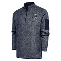 Men's Antigua Heather Navy Dallas Cowboys Throwback Logo Fortune Quarter-Zip Pullover Jacket