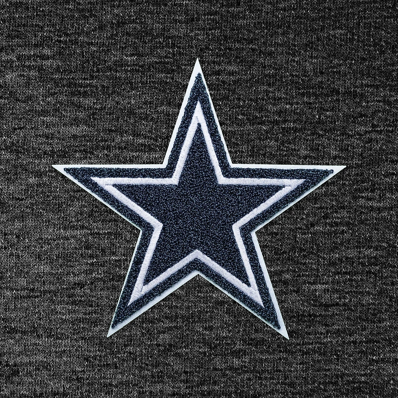 Men's Antigua Heathered Black Dallas Cowboys Action Chenille Pullover Hoodie