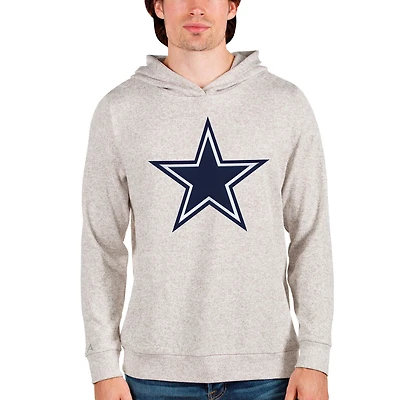 Men's Antigua Oatmeal Dallas Cowboys Absolute Logo Pullover Hoodie