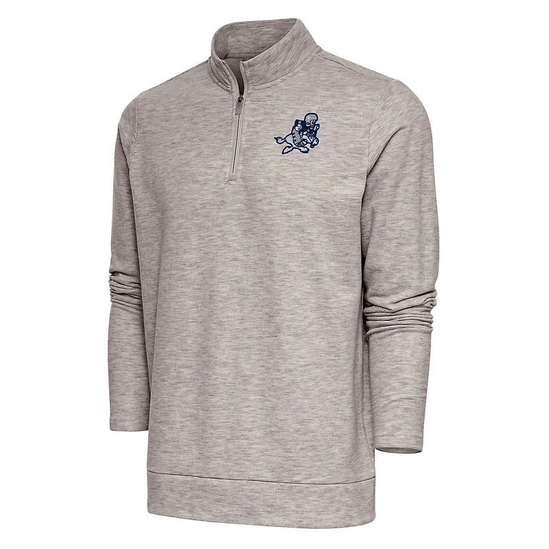 Pull-over à fermeture éclair quart de tour Gambit rétro pour homme avec logo l'équipe des Cowboys Dallas Antigua Oatmeal