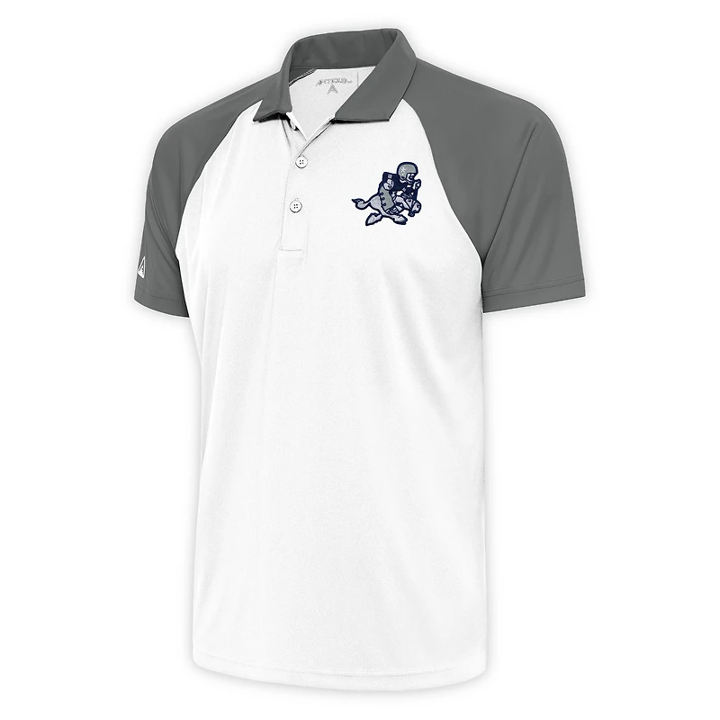 Polo Nova rétro Antigua blanc/acier pour homme avec logo de l'équipe des Cowboys Dallas