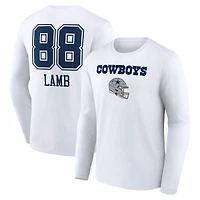 Men's CeeDee Lamb Navy Dallas Cowboys Team Wordmark Name & Number Long Sleeve T-Shirt