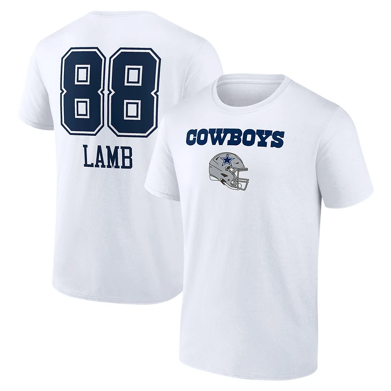 Men's CeeDee Lamb White Dallas Cowboys Team Wordmark Name & Number T-Shirt