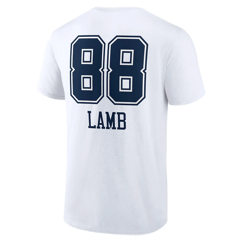 Men's CeeDee Lamb White Dallas Cowboys Team Wordmark Name & Number T-Shirt