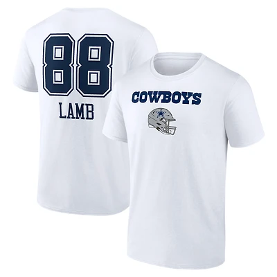 Men's CeeDee Lamb White Dallas Cowboys Team Wordmark Name & Number T-Shirt