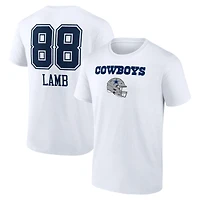 Men's CeeDee Lamb White Dallas Cowboys Team Wordmark Name & Number T-Shirt