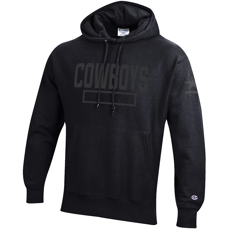 Men's Champion Black Dallas Cowboys Tonal Reverse Weave Fleece Hoodie