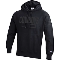 Men's Champion Black Dallas Cowboys Tonal Reverse Weave Fleece Hoodie
