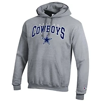 Men's Champion  Gray Dallas Cowboys Powerblend Arch over Logo Hoodie