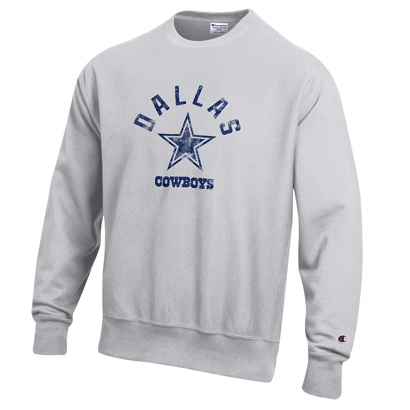 Sweat-shirt en polaire tissée inversée Champion gris chiné pour homme, Dallas Cowboys