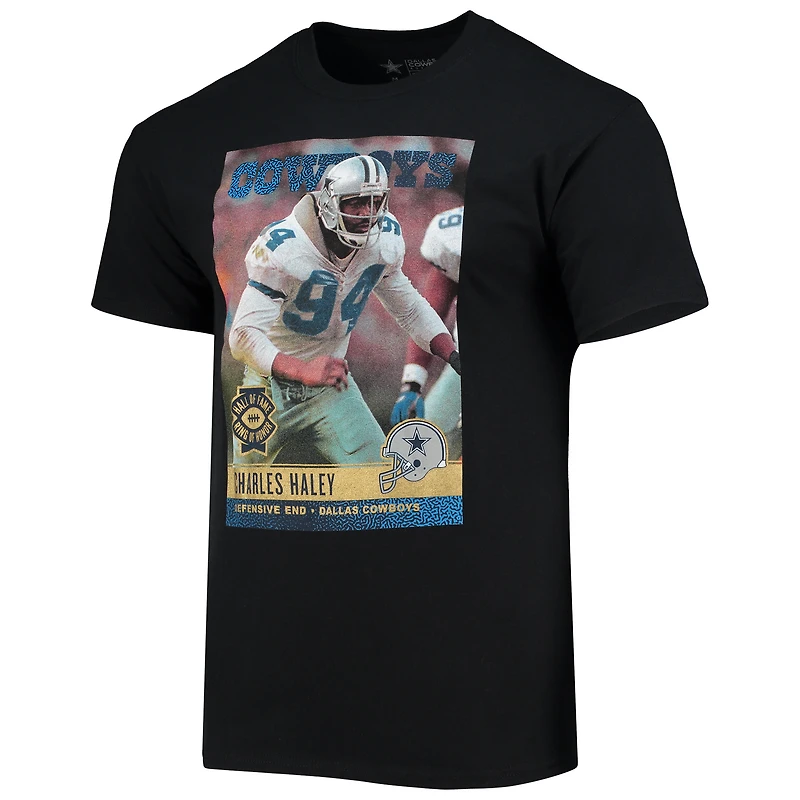 T-shirt noir pour homme Charles Haley des Dallas Cowboys, avec nom et numéro