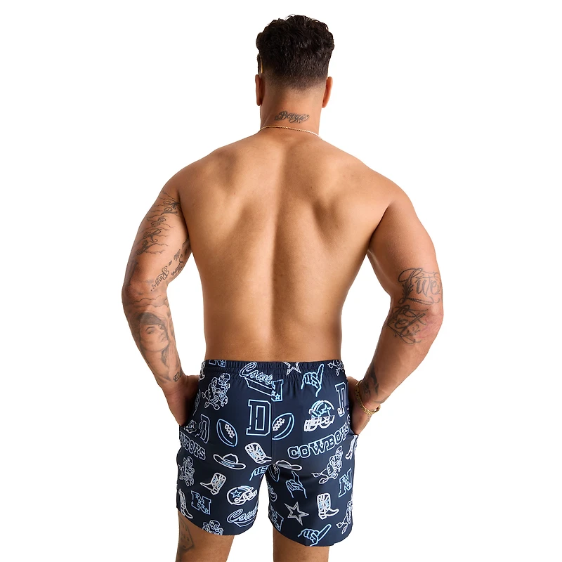 Maillot de bain classique doublé bleu marine Dallas Cowboys The Neon pour homme, taille 5,5 pouces