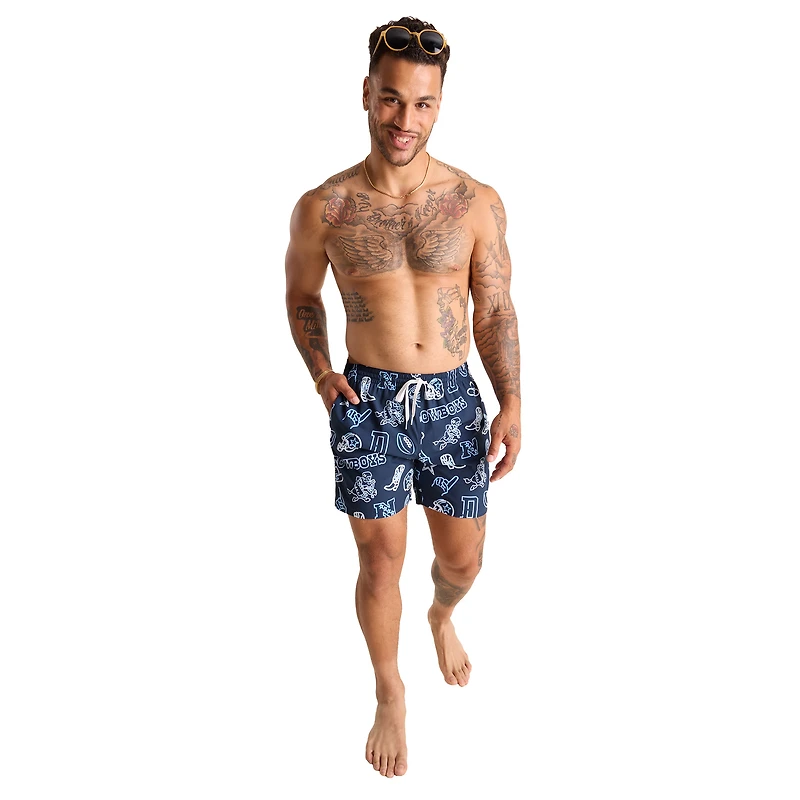Maillot de bain classique doublé bleu marine Dallas Cowboys The Neon pour homme, taille 5,5 pouces