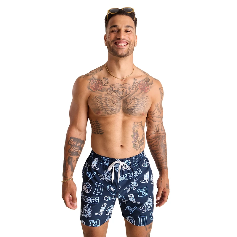 Maillot de bain classique doublé bleu marine Dallas Cowboys The Neon pour homme, taille 5,5 pouces