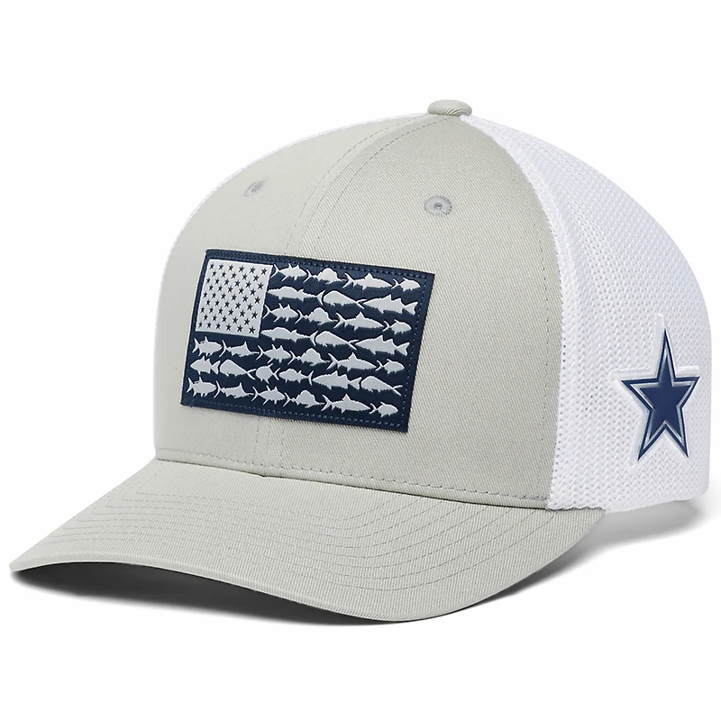 Casquette PFG Mesh Fish Flag Flex des Dallas Cowboys gris Columbia pour homme