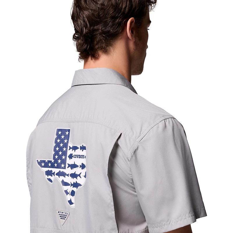 Men's Columbia  Gray Dallas Cowboys Slack Tide Camp Button-Up Shirt