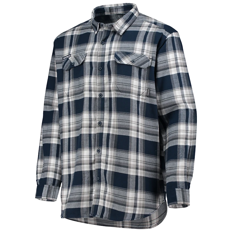 Chemise à manches longues boutonnée Omni-Wick des Dallas Cowboys Flare Gun de Columbia pour homme, bleu marine/blanc