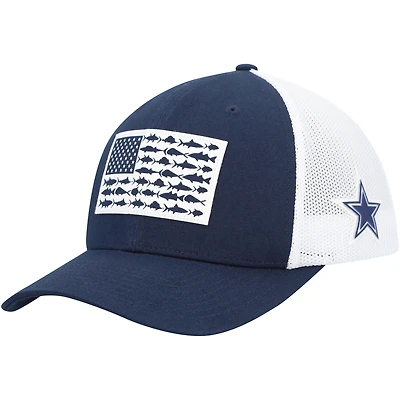 Casquette Columbia Flex bleu marine/blanc Dallas Cowboys Mesh Fish Flag pour homme