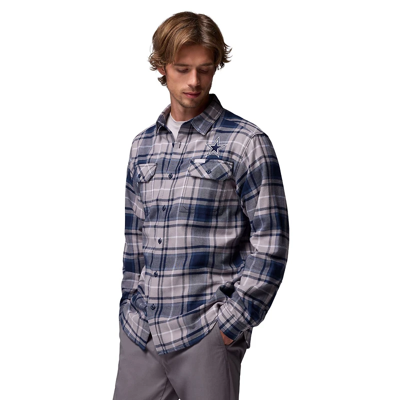 Men's Columbia  Navy Dallas Cowboys Flare Gun Long-Sleeve Button-Up Flannel Shirt
