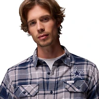 Men's Columbia  Navy Dallas Cowboys Flare Gun Long-Sleeve Button-Up Flannel Shirt