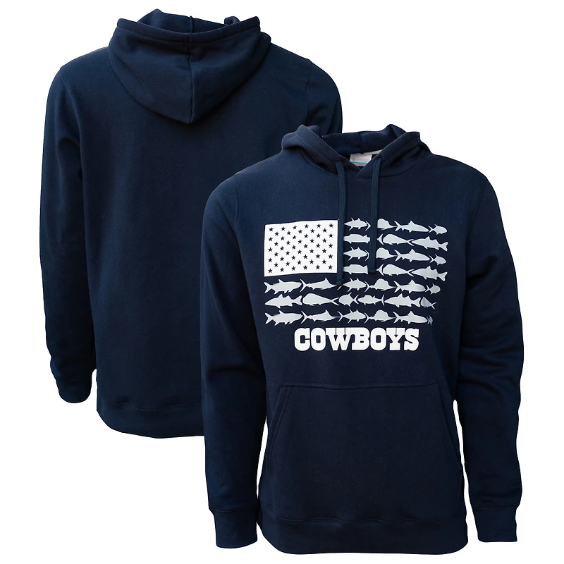 Sweat à capuche pour homme Columbia Navy Dallas Cowboys PFG Fish Flag II