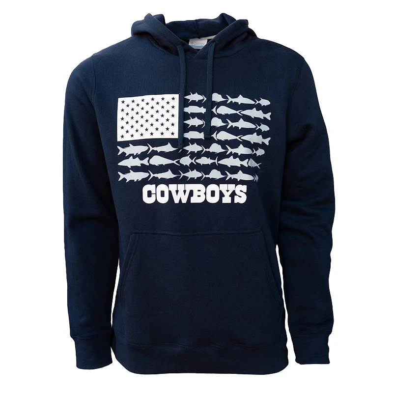 Sweat à capuche pour homme Columbia Navy Dallas Cowboys PFG Fish Flag II