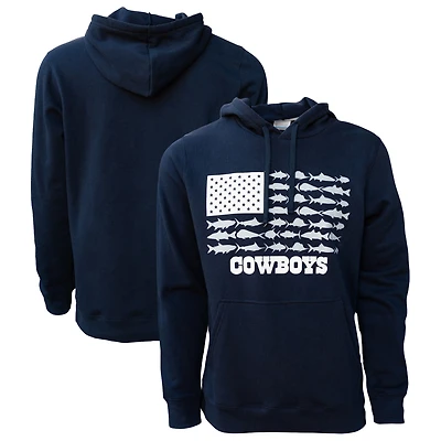 Sweat à capuche pour homme Columbia Navy Dallas Cowboys PFG Fish Flag II