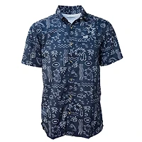 DCM COW NAVY HOMMES SUPER SLACK TIDE FAN PRINT SS BOUTONS SHRMENSSB