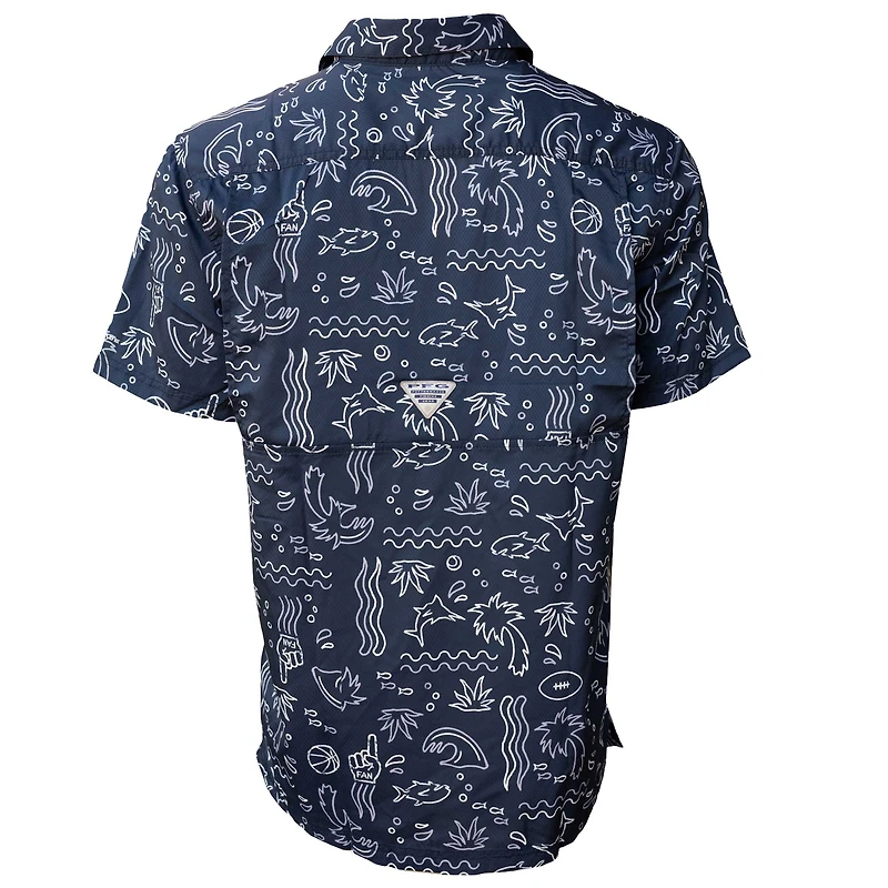 DCM COW NAVY HOMMES SUPER SLACK TIDE FAN PRINT SS BOUTONS SHRMENSSB