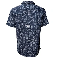 DCM COW NAVY HOMMES SUPER SLACK TIDE FAN PRINT SS BOUTONS SHRMENSSB