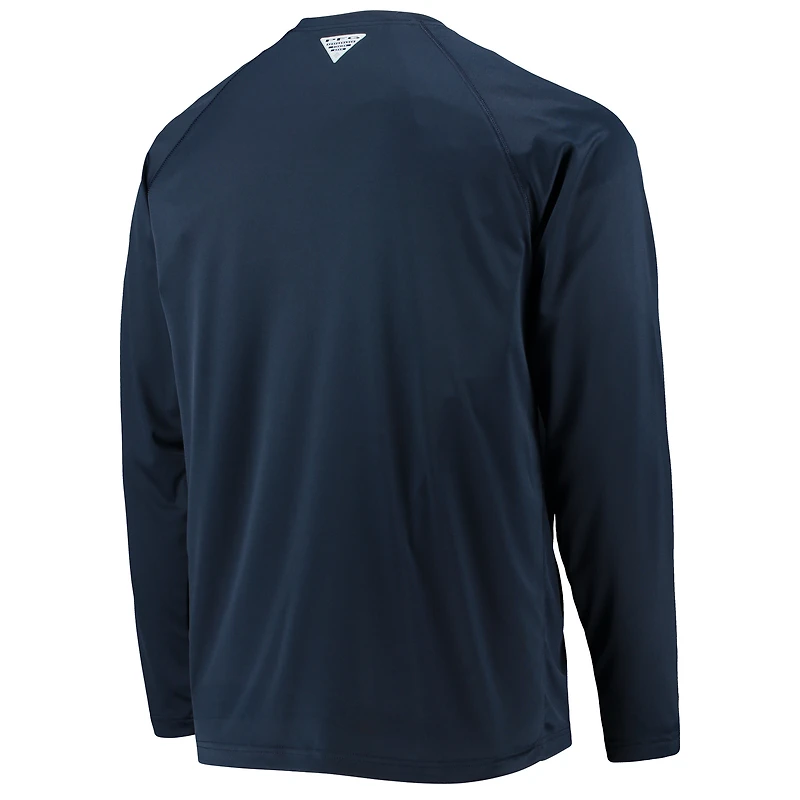 T-shirt à manches longues raglan pour homme Columbia Navy Dallas Cowboys Terminal Tackle Omni-Shade