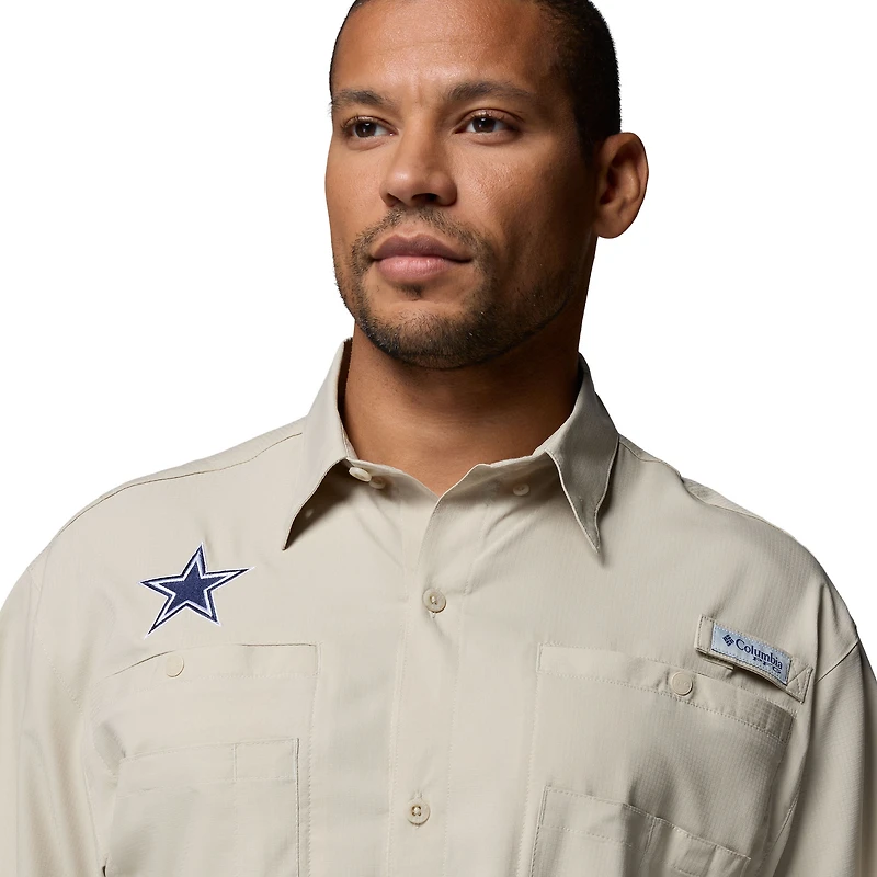 Men's Columbia Tan Dallas Cowboys Tamiami Omni-Shade Button-Down Shirt