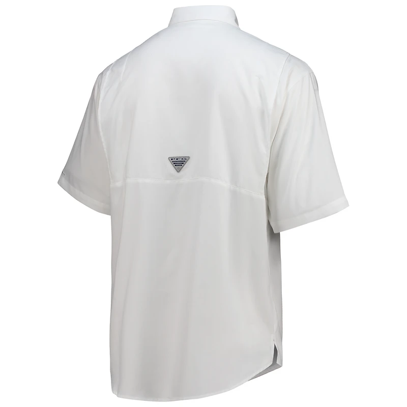 Men's Columbia White Dallas Cowboys Tamiami Omni-Shade Button-Down Short Sleeve Shirt