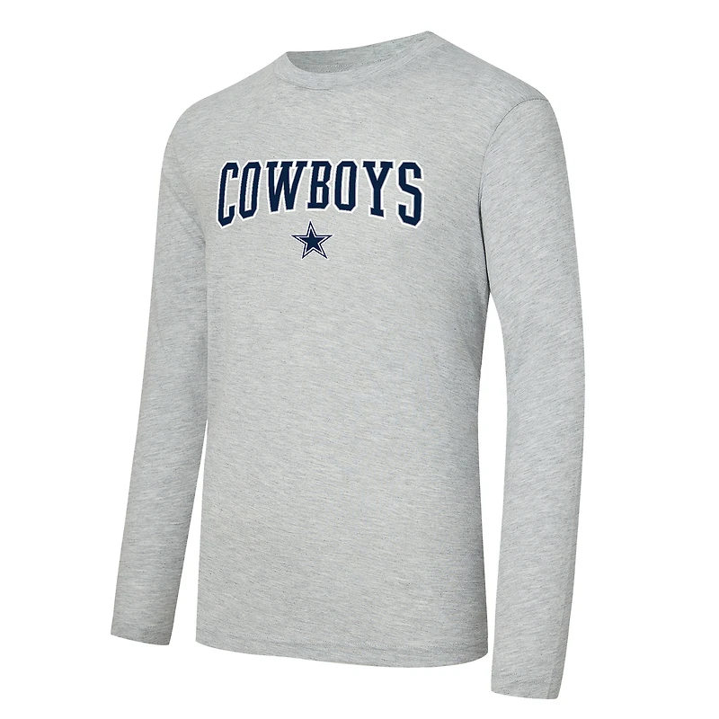 Ensemble t-shirt à manches longues et pantalon carreaux Dallas Cowboys Regulate bleu marine/gris chiné de Concepts Sport pour homme