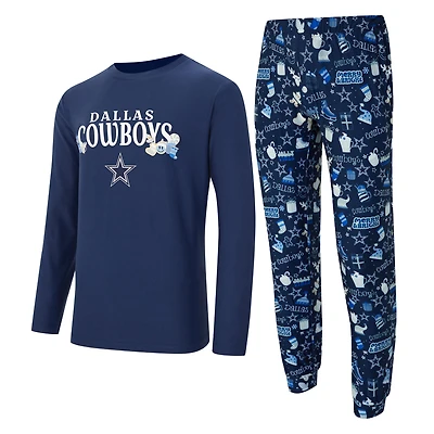 Men's Concepts Sport  Navy Dallas Cowboys Chestnut Long Sleeve Top & Pants Set