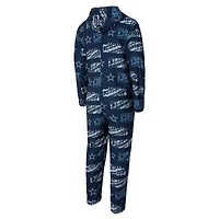 Men's Concepts Sport Navy Dallas Cowboys Shuffle All-Over-Print Microfleece Full-Zip Union Suit