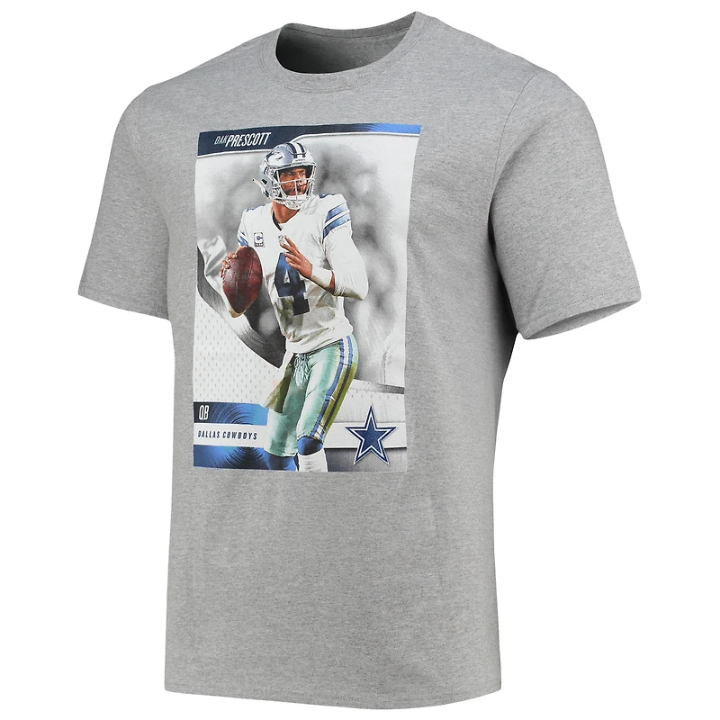 T-shirt avec nom et numéro Dallas Cowboys Dak Prescott gris chiné pour homme