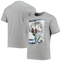 T-shirt homme Dak Prescott gris chiné Dallas Cowboys avec nom et numéro