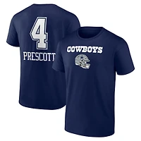 Men's Dak Prescott Navy Dallas Cowboys Team Wordmark Name & Number T-Shirt