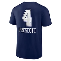 Men's Dak Prescott Navy Dallas Cowboys Team Wordmark Name & Number T-Shirt