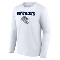 Men's Dak Prescott White Dallas Cowboys Team Wordmark Name & Number Long Sleeve T-Shirt