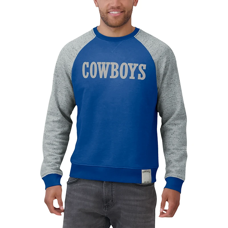 Men's Darius Rucker Collection by Fanatics Blue/Gray Dallas Cowboys Throwback Color Block Raglan Pullover Sweatshirt