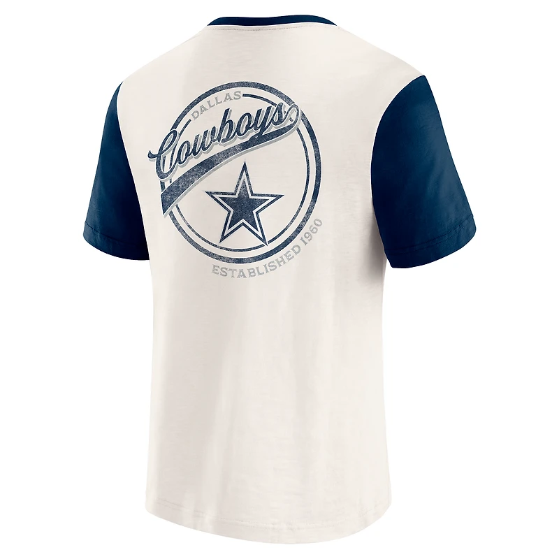 T-shirt à poche crème Darius Rucker Collection by Fanatics pour homme, motif Henley colorblock des Cowboys de Dallas, avec flammée